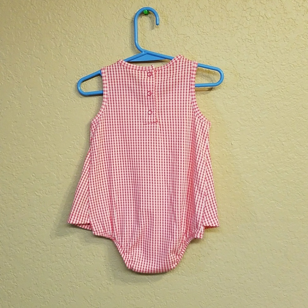 NWT Carters Girls checkered Romper with floral Des - Picture 2 of 7